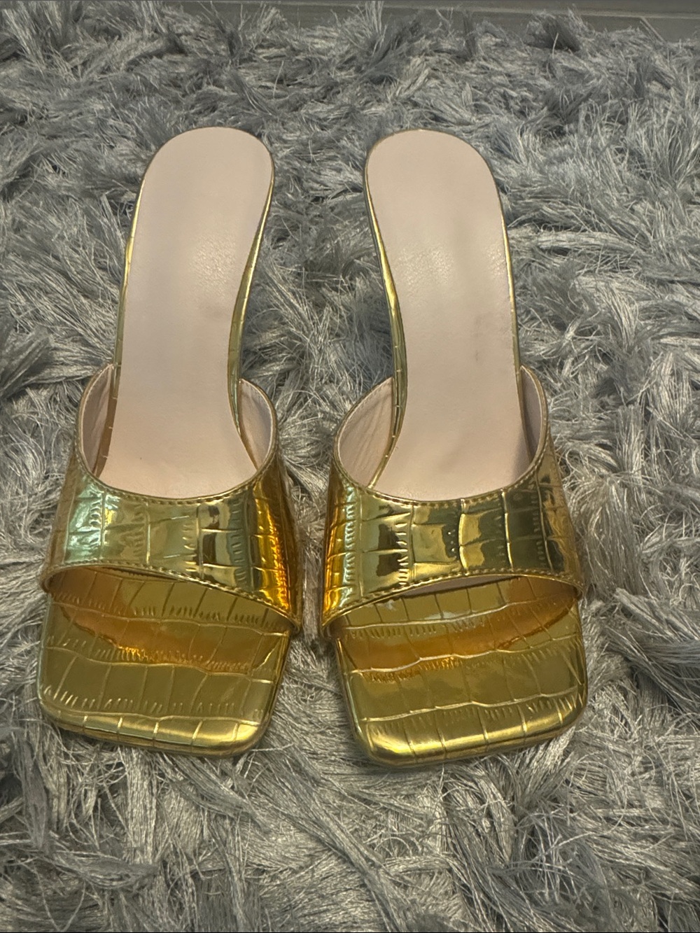 Gold Metallic Slide Heels for Women-Brand new.. never worn but no box